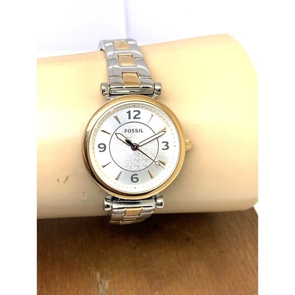 Fossil Women\'s Watch ES5201 Quartz Two Tone Silver Rose Gold Steel 28mm main image 13